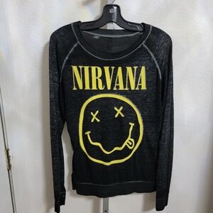 Nirvana Black Long Sleeve Burnout Shirt